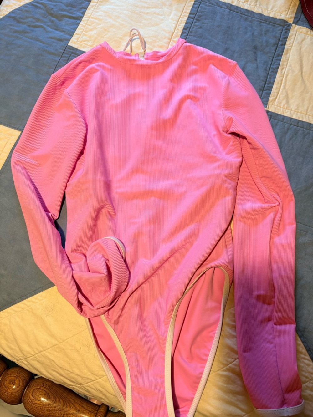 LainSnow Pink Long-Sleeve One-Piece Swimsuit